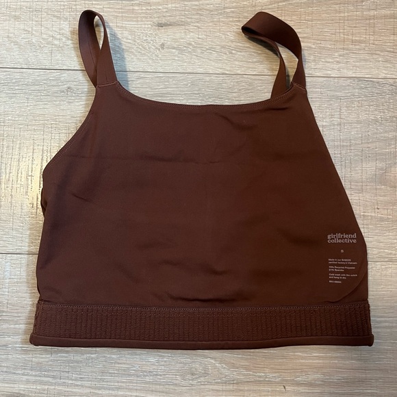 Girlfriend Collective Mia Crop Bra in Earth Brown - Picture 2 of 4